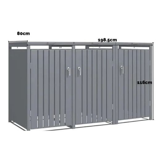 Premium Metal Wheelie Bin Shelter 3 Bay