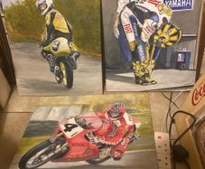Motor cycle paintings free postage