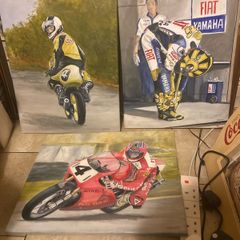 Motor cycle paintings free postage