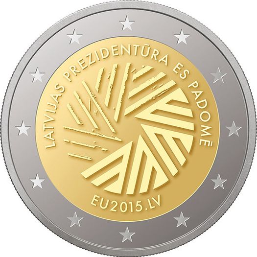 Latvia 2 Euro Commemorative Coin 2015 - Presidency of the Council of the EU.Uncirculated.