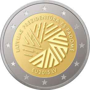 Latvia 2 Euro Commemorative Coin 2015 - Presidency of the Council of the EU.Uncirculated.