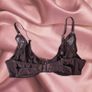 Edge O'Beyond luxury lingerie black and gold lace bra thong set 34DD Image 6