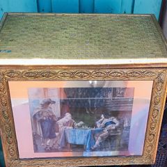 Fireplace Coal Scuttle, Antique Coal Storage Box, Brass Coal Box