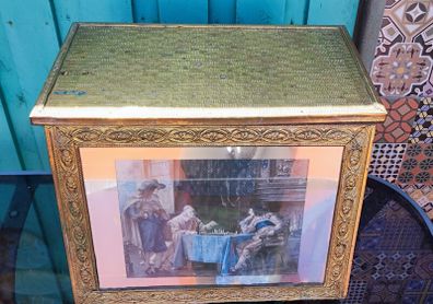 Fireplace Coal Scuttle, Antique Coal Storage Box, Brass Coal Box