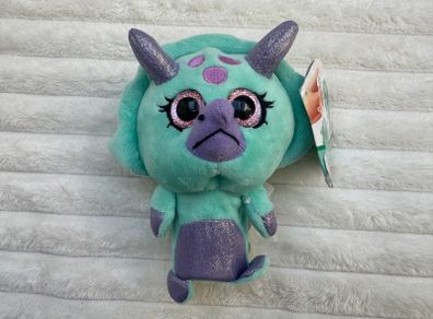 Popetz Triceratops Dinosaur Jumping Plush Toy Sot Teal Purple NO Sounds Eolo Toys Used Please see photos