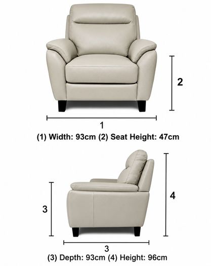 Arlo 2-Seater Genuine Leather Sofa and 2 Matching Armchairs Very Good Condition  Light Grey