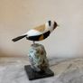 Hand-Carved Gemstone Goldfinch on Natural Crystal Base Image 5