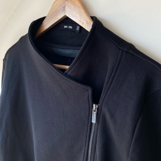 Saint + Sofia Black Cotton Biker Jacket
