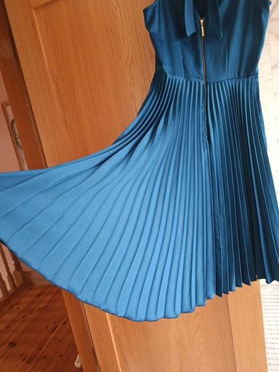 Closet London multi tie ink navy half pleated dress 10 occasion wedding