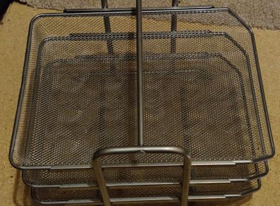 IKEA Dokument Document Sliding 3 Tier Silver Metal Mesh Organizer