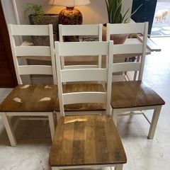 4 x Very Solid White Wooden Kitchen Dining Chairs - Can Deliver