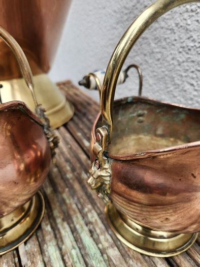 Vintage copper and brass coal helmet +2