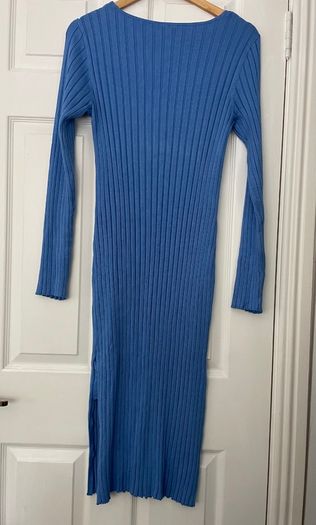 Monki Blue Ribbed Knit Midi Dress - New with Tags - Size M