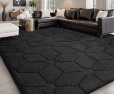 Living Room 120x160,3D Black Area Rugs for Bedroom,Extra Large Rugs for living room,Machine Washable Anti Slip Short Pile Rug Carpets Mat for Kids Room Bedroom