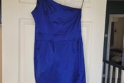 Blue one shoulder mini dress with pockets