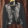 Women's Black Leather Embroidered Jacket Image 3