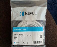 10m RF Coaxial TV Aerial Cable Male to Male + Gold-Plated RF Coupler