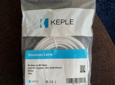 10m RF Coaxial TV Aerial Cable Male to Male + Gold-Plated RF Coupler