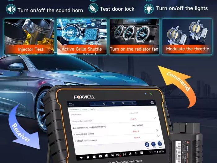 Bluetooth FOXWELL GT60 OBD2 Diagnostic Tool Full System Active Test Car Code Reader 24 Reset Service Professional OBD 2 Automotive Scanner