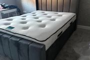 New Florida Vertical Line Style Upholstered Panel Plush Velvet Bed Frame Uk