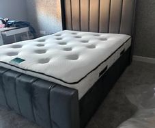 New Florida Vertical Line Style Upholstered Panel Plush Velvet Bed Frame Uk