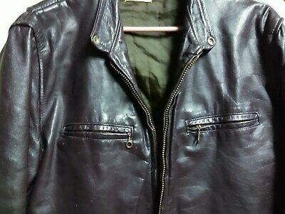 Men's Leathercraft Vintage Cafe Racer Motorcycle Jacket Dk Brown L Large Reg VGC