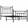 Metal Bed Frame without Mattress with Footboard Black 90x200cm Image 4