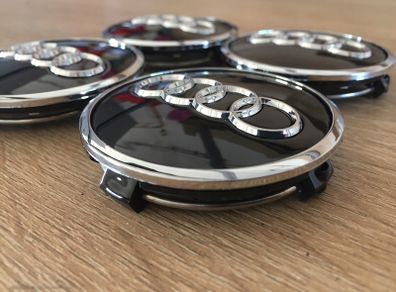 4 x Audi Alloy Wheel Centre Caps 61mm Black