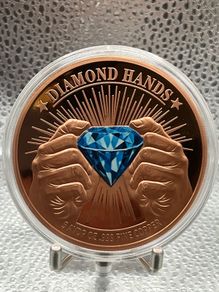 5 avdp oz Fine 999 Copper Bullion Diamond Hands Round.