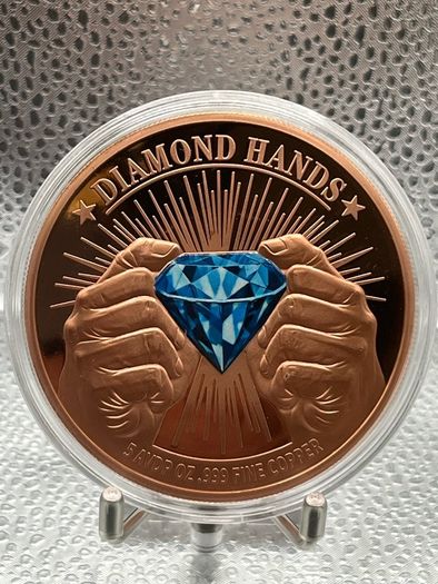 5 avdp oz Fine 999 Copper Bullion Diamond Hands Round.