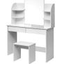 BRAND NEW Modern Dressing Table Set Cosmetic Table With Mirror 2 Drawers 4 Shelves For Home Bedroom 108x42x142cm Image 2