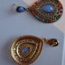 Gold Multi Coloured Crystal & Gem Boho Waterdrop Earrings Image 4