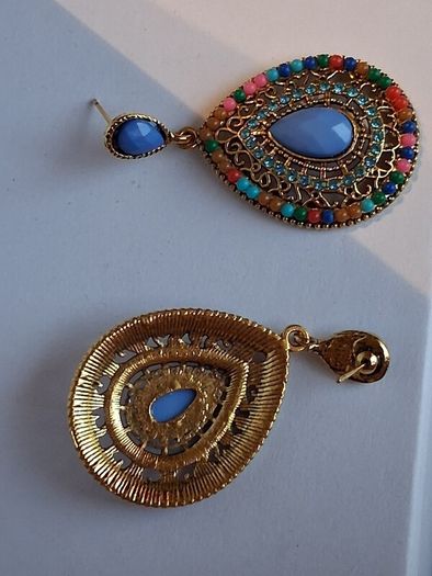 Gold Multi Coloured Crystal & Gem Boho Waterdrop Earrings