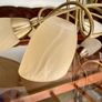 1980s Vintage Antique Brass Stylish 5 Arm Opaque Marble Effect Ceiling Lights Image 7