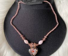 Brand new Jewellery- Pink Flower Necklace Heart Shape
