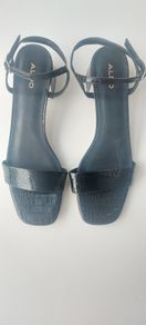 ALDO Sake Black Croc Block Heels with Mirror Detail - UK 7 (EU 40)