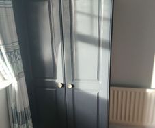 Upcycled dark grey wardrobe and matching 3-drawer locker