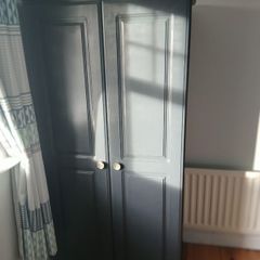 Upcycled dark grey wardrobe and matching 3-drawer locker
