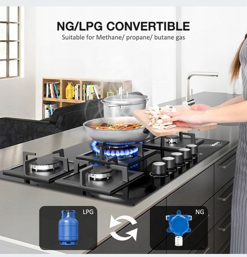 Glass Gas Hob 5 burners