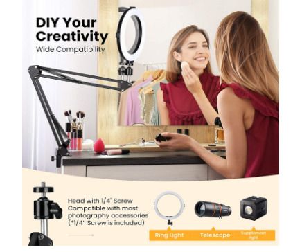 Articulating Overhead Tripod Mount Arm Phone Holder