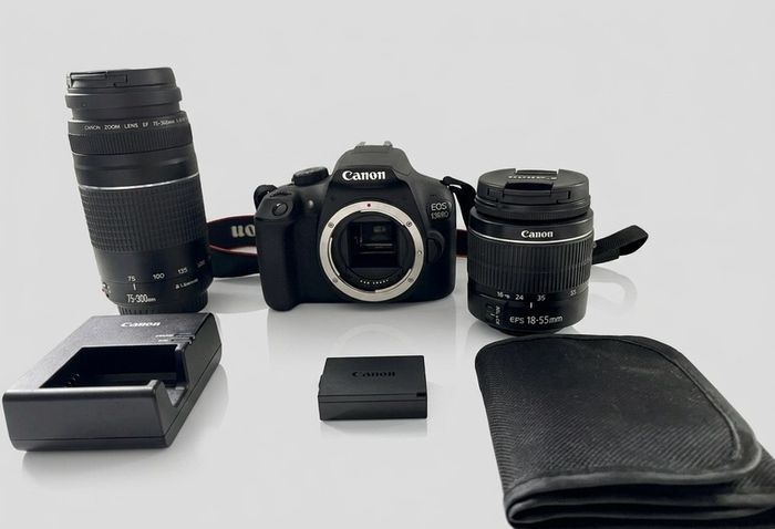 Canon EOS 1300D (Rebel T6) DSLR Kit - 2 Lenses (18-55mm + 75-300mm), Filters & Bag