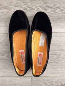 TEMU Black Round Toe Fabric Black Slip-on Shoes Size 38