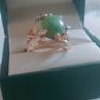 Jade & diamond 14 ct gold ring Image 7