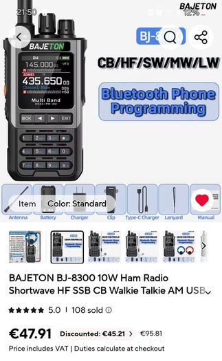 Bajeton Bj-8300  fm am usb lsb 2mhx to 999mhz transceiver