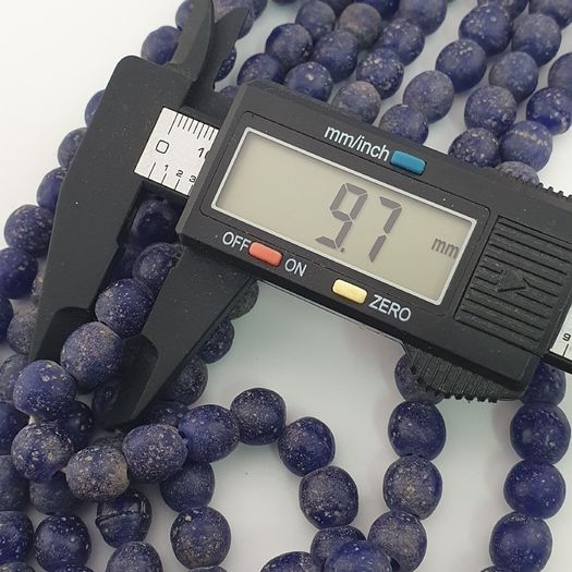 Antique African Style Cobalt Blue 9 -10mm Glass Beads Strands