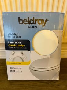 Brand new wood toilet seat, stainless steel release hinge