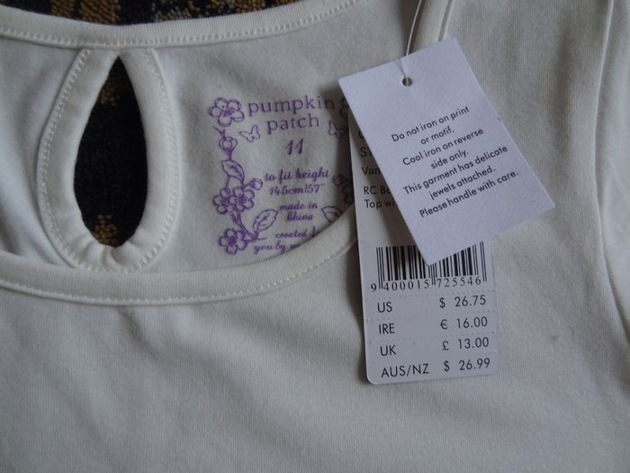 Pumpkin patch girl 11yo top new with tags