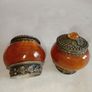 Vintage Glass & White Metal Trinket Boxes x 2 Image 4