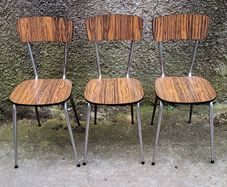 Mid-century faux wood formica & chrome chairs