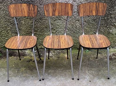 Mid-century faux wood formica & chrome chairs